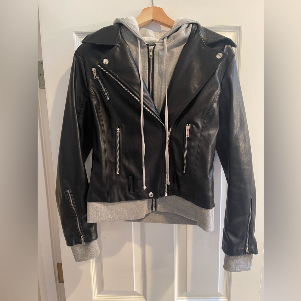 Faux leather and sweatshirt jacket